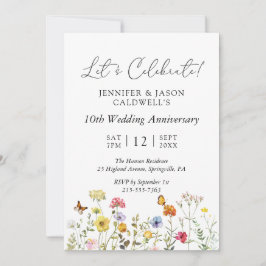 Wilde Bloemen Botanische Huwelijksjubileum Feest Kaart