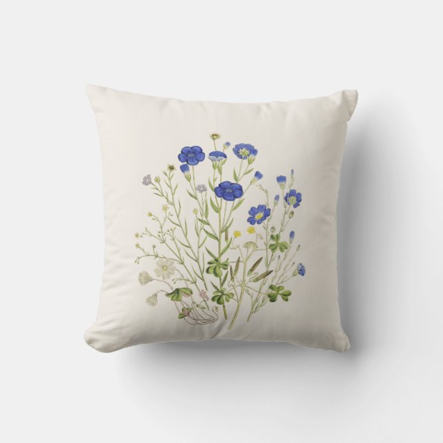 Wilde bloemen  Botanische illustratie Floral Kussen (Voorkant)