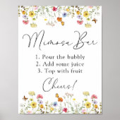 Wilde Bloemen Botanische Mimosa Brunch Bar Bord Poster (Voorkant)