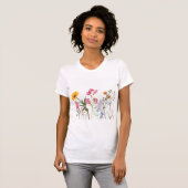 Wilde bloemen,  botanische pastelbloem t-shirt (Voorkant volledig)