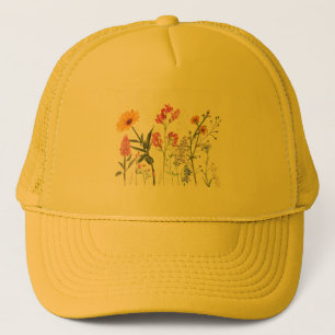 Wilde bloemen,  botanische pastelbloem trucker pet