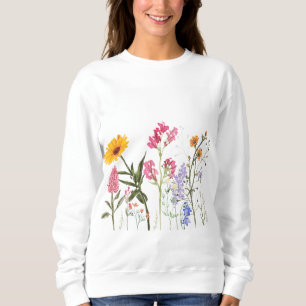 Wilde bloemen, botanische pastelbloem trui