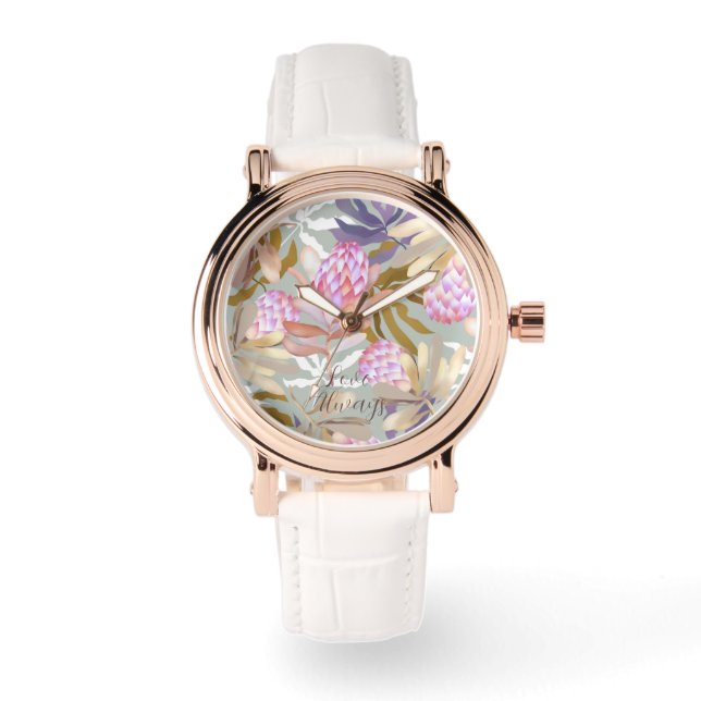 Wilde bloemen Botanische Protea Horloge (Voorkant)