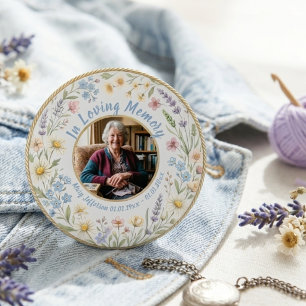 Wilde Bloemen Botanische Rouw Condoleance Ronde Button 7,6 Cm