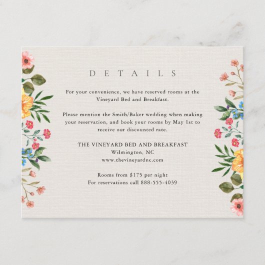 Wilde bloemen Botanische tuinbouwgegevens Informatiekaartje (Voorkant)