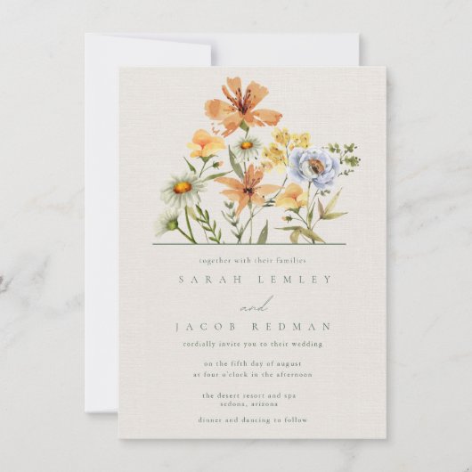 Wilde bloemen Botanische tuinbruiloft Kaart (Voorkant)