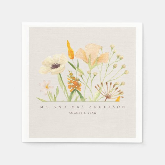 Wilde bloemen Botanische tuinbruiloft Napkins Servet (Voorkant)