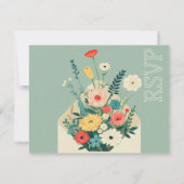 Wilde bloemen Botanische tuinbruiloft RSVP Kaartje (Achterkant)