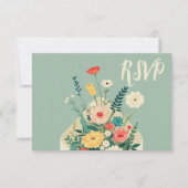 Wilde bloemen Botanische tuinbruiloft RSVP Kaartje (Voorkant)