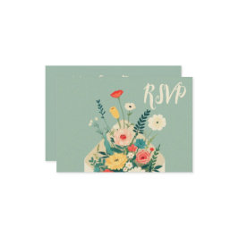 Wilde bloemen Botanische tuinbruiloft RSVP Kaartje