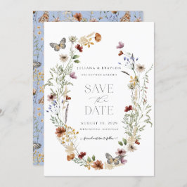 Wilde bloemen Boterfly Elegant Floral Save The Date