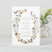 Wilde bloemen Boterfly Floral sparen de datum Save The Date (Staand voorkant)