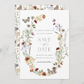 Wilde bloemen Boterfly Floral sparen de datum Save The Date (Voorkant / Achterkant)