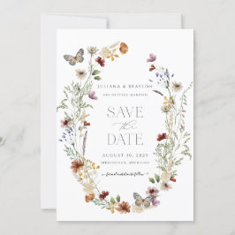 Wilde bloemen Boterfly Floral sparen de datum Save The Date