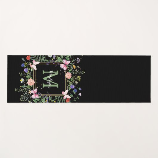 Wilde bloemen Boterfly Monogram Exercise Mat (Voorkant (horizontaal))