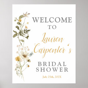 Wilde bloemen bruids douche welkom bord poster
