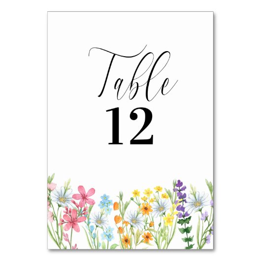 Wilde Bloemen Bruidsboeket Weide Bloem Tafelnummer (Voorkant)