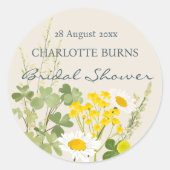 Wilde Bloemen Bruidsdouche Aangepast Ronde Sticker (Voorkant)
