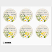 Wilde Bloemen Bruidsdouche Aangepast Ronde Sticker (Vel)