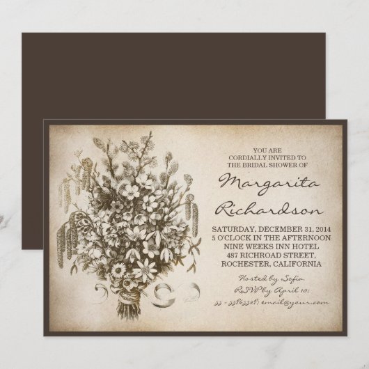  Wilde Bloemen Bruidsdouche Uitnodigingen (Voorkant / Achterkant)