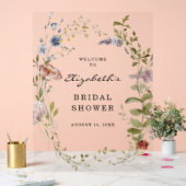 Wilde bloemen | Bruidsfeest welkom met bloemen Acryl Bord (Huwelijk)