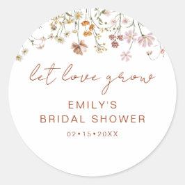Wilde Bloemen Bruidsfeestje Laat Liefde Groeien Ronde Sticker