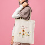 Wilde bloemen bruidsmeisje geschenken bruids parti tote bag<br><div class="desc">Wilde bloemen bruids geschenken bruids feest gunsten gepersonaliseerde naam canvas tassen. Waterverf Wildflower voor een thema van tuinbloemen.</div>
