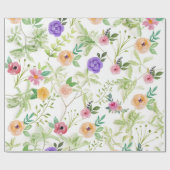 Wilde Bloemen Bruidsmeisjesfeest Trouwdag Verjaard Cadeaupapier (Vlak)