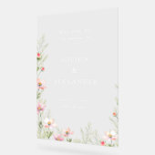 Wilde bloemen bruiloft acryl bord welkom. (Hoek)