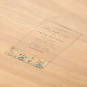 Wilde Bloemen Bruiloft Acryl Uitnodigingen (Laagn)