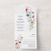 Wilde Bloemen Bruiloft All In One Uitnodiging (Binnen)