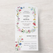 Wilde Bloemen Bruiloft All In One Uitnodiging (Binnen)