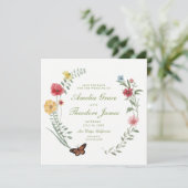 Wilde Bloemen Bruiloft Bewaar de Datum Kaart (Staand voorkant)