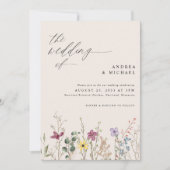 Wilde Bloemen Bruiloft Boho Elegant Crème Kaart (Voorkant)