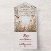 Wilde Bloemen Bruiloft Boho Landelijk All In One Uitnodiging (Binnen)