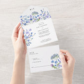 Wilde Bloemen Bruiloft Delicate Maagdenpalm Wilde  All In One Uitnodiging (Afscheurbaar)