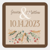 Wilde Bloemen Bruiloft Elegante Inspiratie Modern Vierkante Sticker (Voorkant)