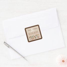 Wilde Bloemen Bruiloft Elegante Inspiratie Modern Vierkante Sticker