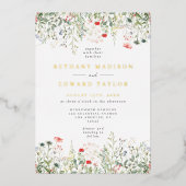 Wilde Bloemen Bruiloft Folie Uitnodiging (Voorkant)