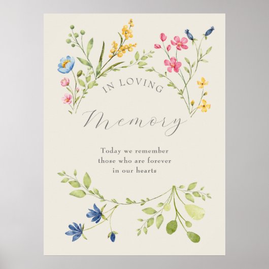 Wilde Bloemen Bruiloft In Lieve Herinnering Poster (Voorkant)