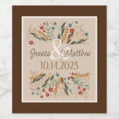 Wilde Bloemen Bruiloft Inspiratie Elegante Bloemen Wijn Etiket (Enkel label)