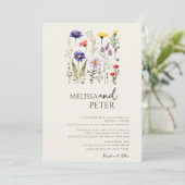 Wilde Bloemen Bruiloft Kaart (Staand voorkant)
