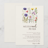 Wilde Bloemen Bruiloft Kaart (Voorkant / Achterkant)