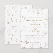 wilde bloemen bruiloft kaart (Voorkant / Achterkant)