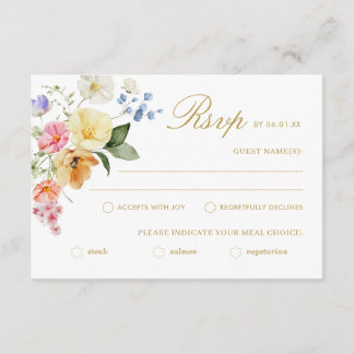 Wilde Bloemen Bruiloft Kleurrijke Bloem Bruiloft RSVP Kaartje