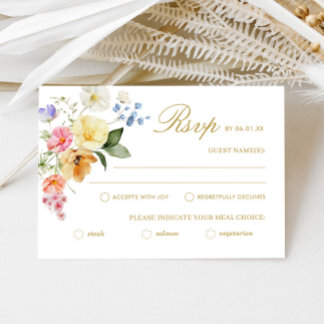 Wilde Bloemen Bruiloft Kleurrijke Bloem Bruiloft RSVP Kaartje