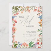 Wilde Bloemen Bruiloft Luchtig Minimalistisch Kaart (Voorkant)