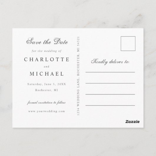 Wilde bloemen bruiloft met foto's op datum briefkaart (Achterkant)