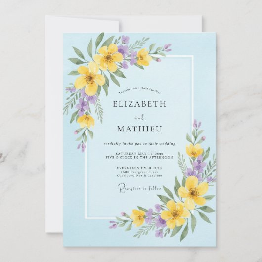 Wilde Bloemen Bruiloft met Himmelsboter Kaart (Voorkant)