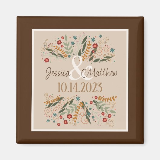 Wilde Bloemen Bruiloft Moderne Elegante Inspiratie Magneet (Voorkant)